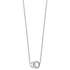 Prizma Sterling Silver Rhodium-plated 16 inch Colorful CZ Intertwined Circle Necklace with 2 inch Extender