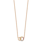 Prizma Sterling Silver Rose-tone 14K Flash Rose Gold-plated 16 inch Colorful CZ Intertwined Circle Necklace with 2 inch Extender