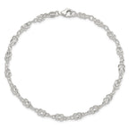Sterling Silver 9inch Solid Polished Fancy Knot-Link Anklet