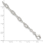 Sterling Silver 9inch Solid Polished Fancy Knot-Link Anklet