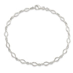 Sterling Silver 9inch Solid Polished Fancy Link Anklet