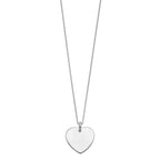 Sterling Silver Engraveable Heart on Box Chain 18 inch Necklace