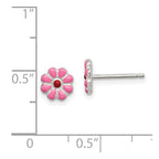 Sterling Silver Madi K Polished Pink & Red Enameled Flower Children's Post Earrings
