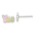Sterling Silver Madi K Enameled YES Post Earrings