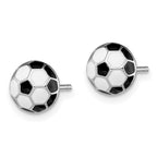 Sterling Silver Madi K Rhodium-plated Polished Black & White Enameled Soccer Ball Children's Post Earrings