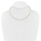 Sterling Silver Rhodium-plated 6-7mm White Round Freshwater Cultured Pearl 16 inch with 2 inch Extension Necklace