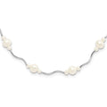 Sterling Silver Rhodium-plated 3-7mm White Near-Round Freshwater Cultured Pearl 13-Station 16 inch with 2.5 inch Extension Necklace