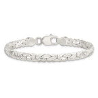 Sterling Silver Polished Back/Satin D/C Front Fancy Byzantine Bracelet