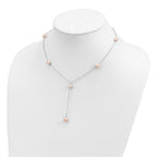 Sterling Silver Rhodium-plated 6-8mm Pink Teardrop and Semi-Round Freshwater Cultured Pearl 6-Station Y-Drop 16 inch Necklace