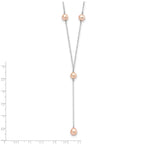 Sterling Silver Rhodium-plated 6-8mm Pink Teardrop and Semi-Round Freshwater Cultured Pearl 6-Station Y-Drop 16 inch Necklace