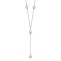 Sterling Silver Rhodium-plated 6-8mm Pink Teardrop and Semi-Round Freshwater Cultured Pearl 6-Station Y-Drop 16 inch Necklace