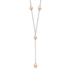 Sterling Silver Rhodium-plated 6-8mm Pink Teardrop and Semi-Round Freshwater Cultured Pearl 6-Station Y-Drop 16 inch Necklace