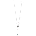 Sterling Silver Rhodium-plated 6-8mm Black Teardrop and Semi-Round Freshwater Cultured Pearl 6-Station Y-Drop 16 inch Necklace