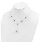 Sterling Silver Rhodium-plated 6-8mm Black Teardrop and Semi-Round Freshwater Cultured Pearl 6-Station Y-Drop 16 inch Necklace