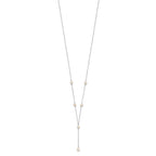 Sterling Silver Rhodium-plated 6-8mm White Teardrop and Semi-Round Freshwater Cultured Pearl 6-Station Y-Drop 16 inch Necklace