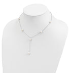 Sterling Silver Rhodium-plated 6-8mm White Teardrop and Semi-Round Freshwater Cultured Pearl 6-Station Y-Drop 16 inch Necklace