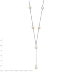 Sterling Silver Rhodium-plated 6-8mm White Teardrop and Semi-Round Freshwater Cultured Pearl 6-Station Y-Drop 16 inch Necklace