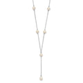Sterling Silver Rhodium-plated 6-8mm White Teardrop and Semi-Round Freshwater Cultured Pearl 6-Station Y-Drop 16 inch Necklace
