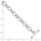 Sterling Silver 7.75inch Polished Fancy Link Toggle Bracelet