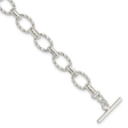 Sterling Silver 7.75inch Polished Fancy Link Toggle Bracelet