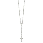 Sterling Silver Polished Beaded Rosary 30 inch Necklace