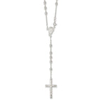 Sterling Silver Polished Beaded Rosary 30 inch Necklace