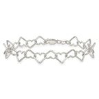 Sterling Silver 7.5inch Polished Fancy Heart Link Bracelet