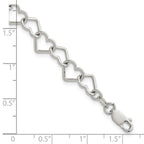 Sterling Silver 7.5inch Polished Fancy Heart Link Bracelet