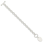 Sterling Silver Engraveable Oval Disc on Fancy Link Bracelet