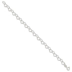 Sterling Silver 8inch Polished Fancy Heart Link Bracelet