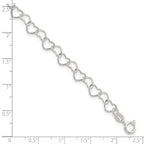 Sterling Silver 7inch Polished Fancy Heart Link Bracelet