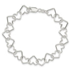 Sterling Silver Polished Fancy Large Heart Link Bracelet
