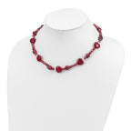 Sterling Silver Red Jade Hearts/FW Cultured Pearl Necklace