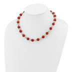 Sterling Silver Rhod-pltd FWC Pearl / Stabilized Red Coral Necklace