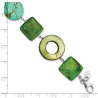 Sterling Silver Chrysocolla, Dyed Howlite & Dyed Mother Of Pearl w/ 1.5in ext Bracelet