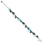 Sterling Silver Aventurine, Synthetic Blue Quartz/FWC Pearl Bracelet
