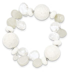 Sterling Silver Coral/Jade/Moonstone/Rock Quartz Stretch Bracelet