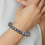 8-9mm Black Near-Round Freshwater Cultured Pearl Stretch Bracelet