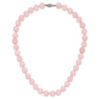 10-10.5mm Smooth Beaded Rose Quartz Necklace w/Sterling S.RH Clasp