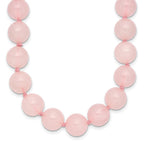 10-10.5mm Smooth Beaded Rose Quartz Necklace w/Sterling S.RH Clasp