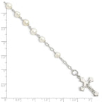 Sterling Silver and FW Cultured Pearl Rosary 7.5 inch Bracelet