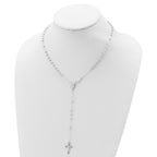 Sterling Silver Polished Bead 18 inch Rosary Necklace