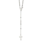 Sterling Silver Polished Bead 18 inch Rosary Necklace