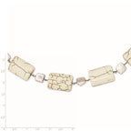 Sterling Silver Reconstructed Magnesite & FW Brown Cultured Pearl Neck