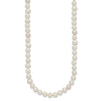 Sterling Silver Rhodium-plated 6-7mm White Near-Round Freshwater Cultured Pearl Necklace