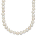 Sterling Silver Rhodium-plated 6-7mm White Near-Round Freshwater Cultured Pearl Necklace