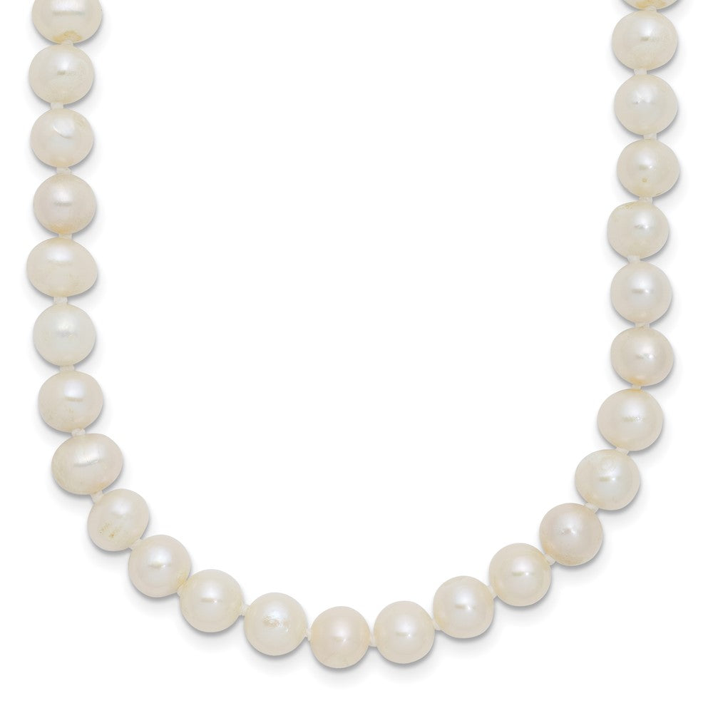 Sterling Silver Rhodium-plated 6-7mm White Near-Round Freshwater Cultured Pearl Necklace