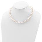 Sterling Silver Rhodium-plated 8-9mm White Near-Round Freshwater Cultured Pearl Necklace