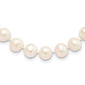 Sterling Silver Rhodium-plated 8-9mm White Near-Round Freshwater Cultured Pearl Necklace