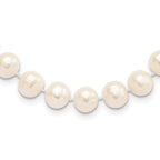 Sterling Silver Rhodium-plated 8-9mm White Near-Round Freshwater Cultured Pearl Necklace